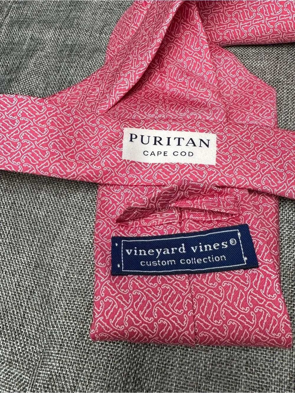 Vineyard Vines Puritan Cape Cod Tie Extra Long XL Red Pink Map Print 65.5”